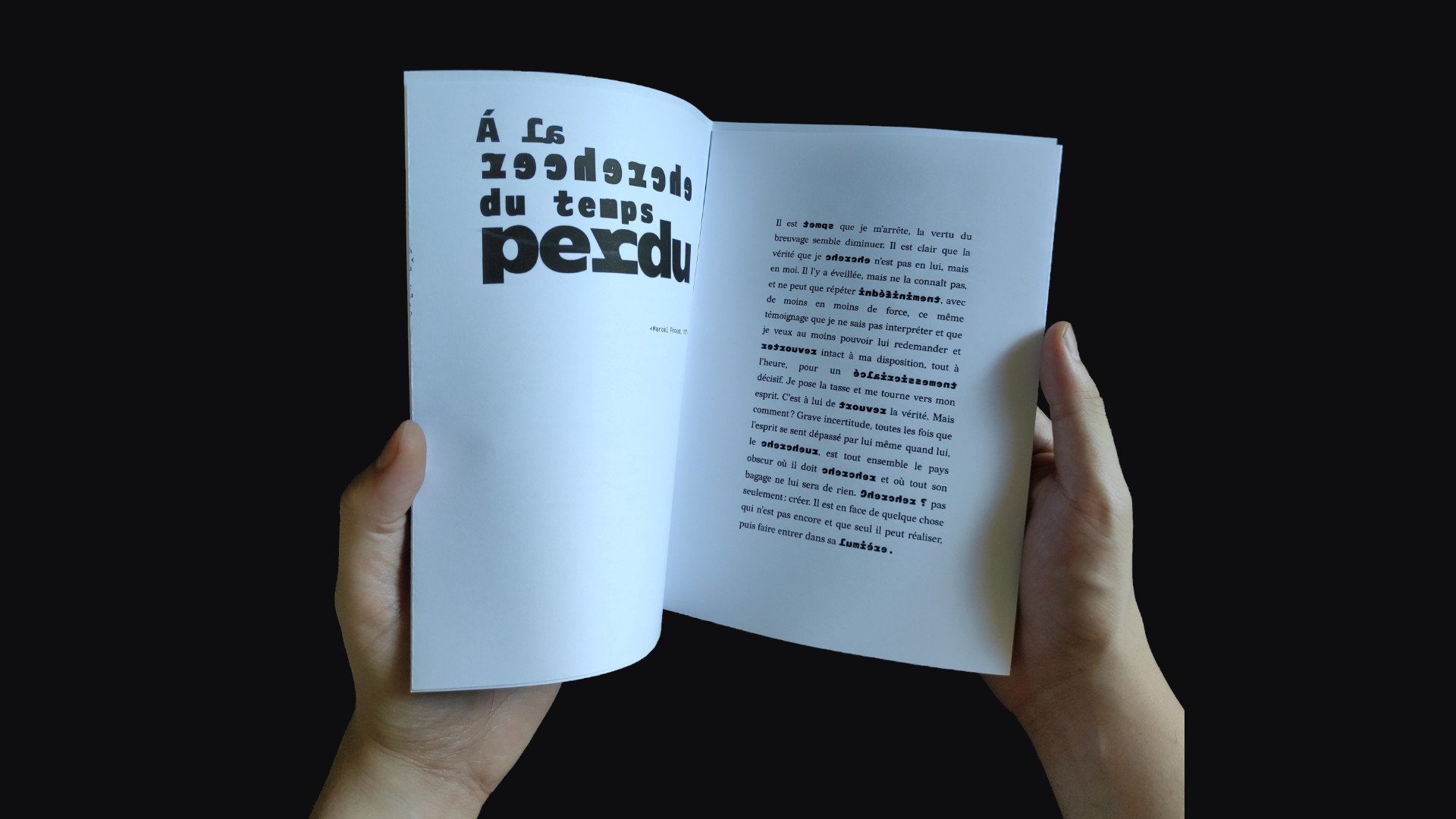 The booklet is held open on the « À la Recherche du Temps Perdu » spread.