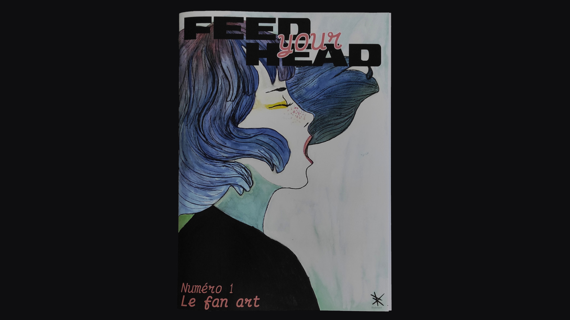 The magazine is closed, we see the front cover displaying the title and a watercolour illustration of the main character of &ldquo;Gris&rdquo; (video game).