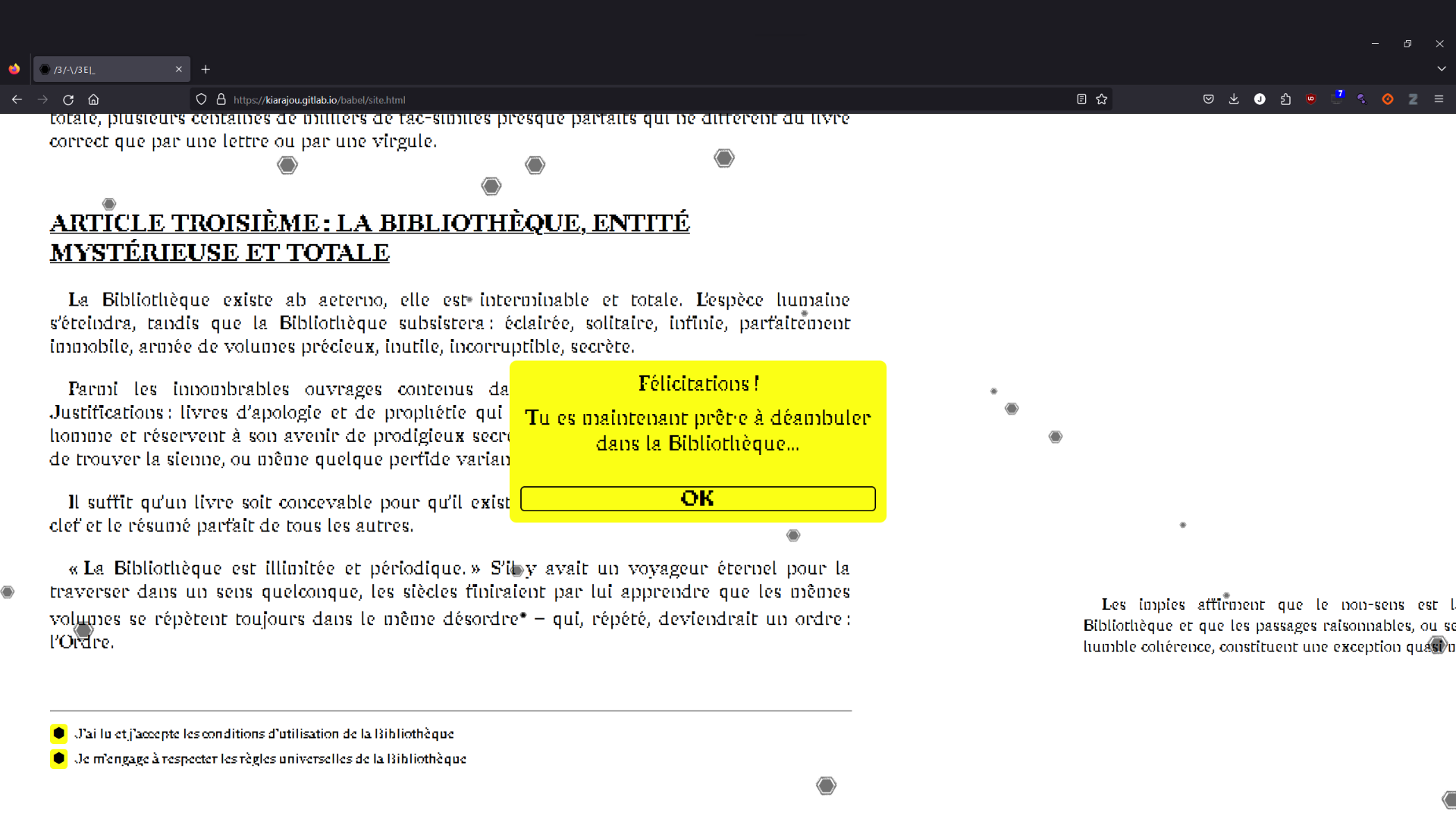 Content of the ToU. Checkboxes are checked