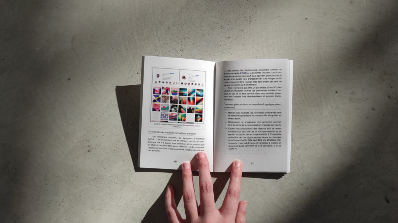 Photo of the first printed prototype. Inside of a chapter showing the index flowing inside of the text.